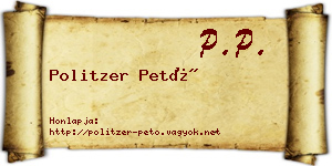 Politzer Pető névjegykártya